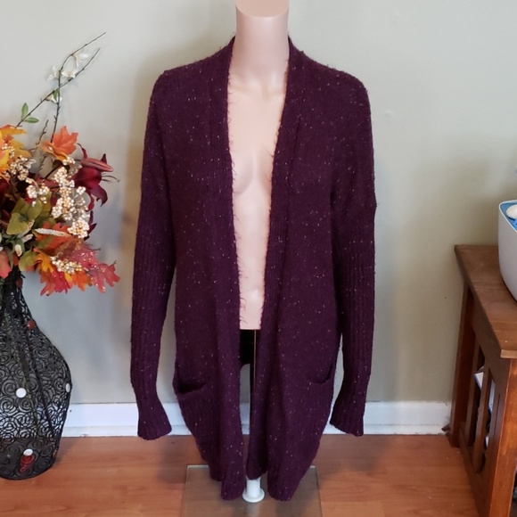 Mossimo Supply Co. Sweaters - Maroon berry chunky cardigan sweater open front